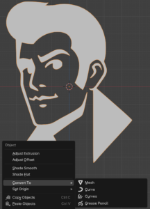 Blender, showing the mesh option