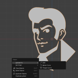 Blender, showing the options to convert the Grease Pencil object