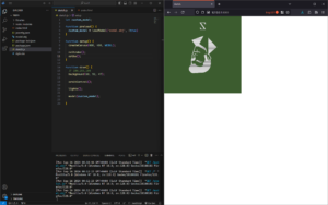 vscode and p5.js sketch, with model upside down